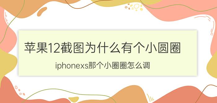 苹果12截图为什么有个小圆圈 iphonexs那个小圈圈怎么调？